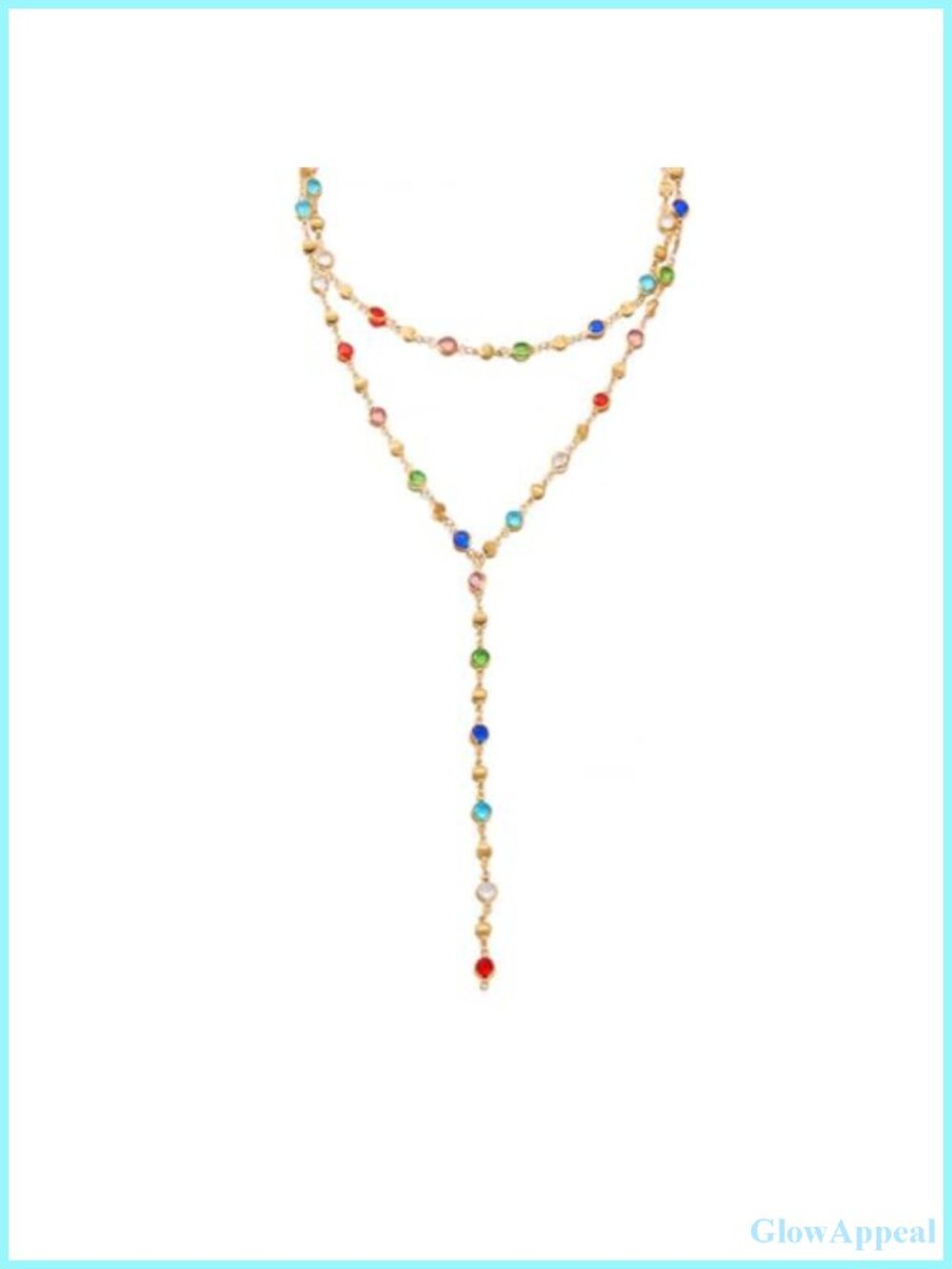 Long Layered Rhinestone Beaded Chain Necklace Women Adjustable Festival Jewelry